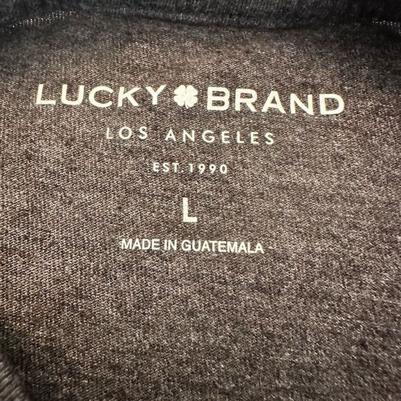 Lucky Brand Crew Neck Short Sleeve Logo Graphic Tee Heather Charcoal Large - Picture 4 of 6